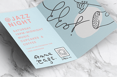 Idee voor een QR-code op een brochure om een evenement te promoten