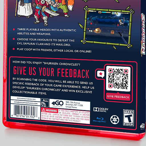 Idee voor een QR-code voor feedback op het dvd-hoesje van een game